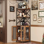 Corner Hanging Wine Cabinet with LED Light Independent Fan shaped