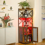 Corner Hanging Wine Cabinet with LED Light Independent Fan shaped