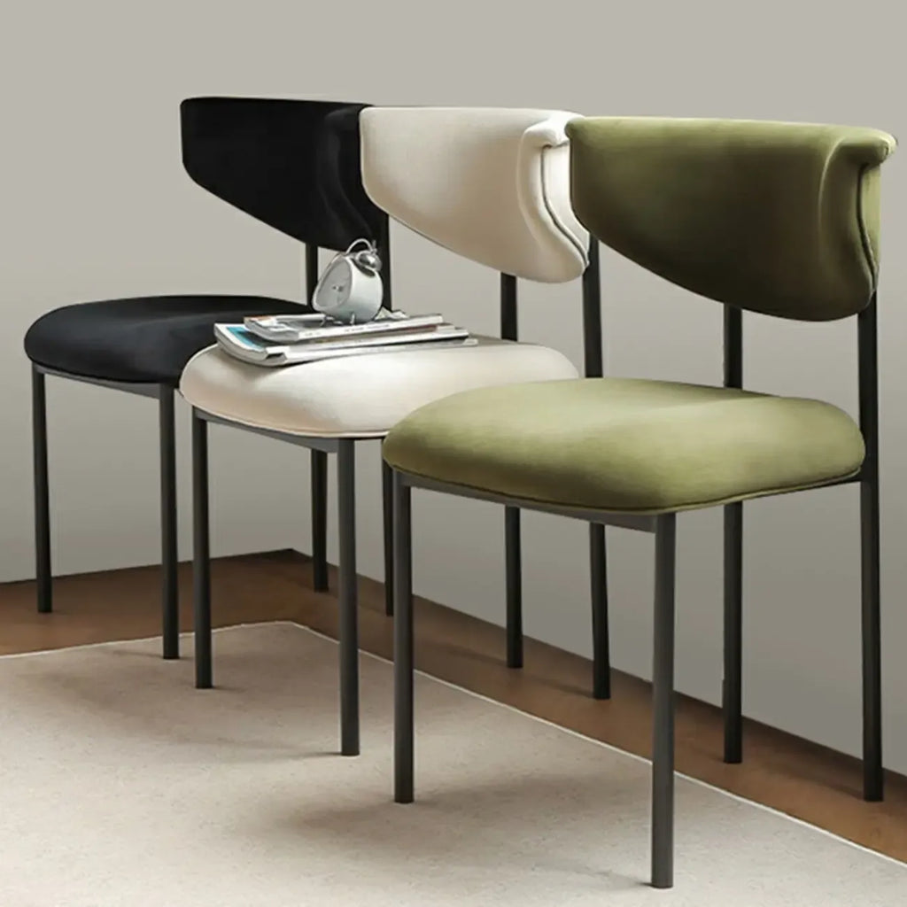 Upholstered Metal Legs Open Back Dining Chair