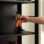 Modern Black Bamboo Adjustable Shelves Glass Display Cabinet