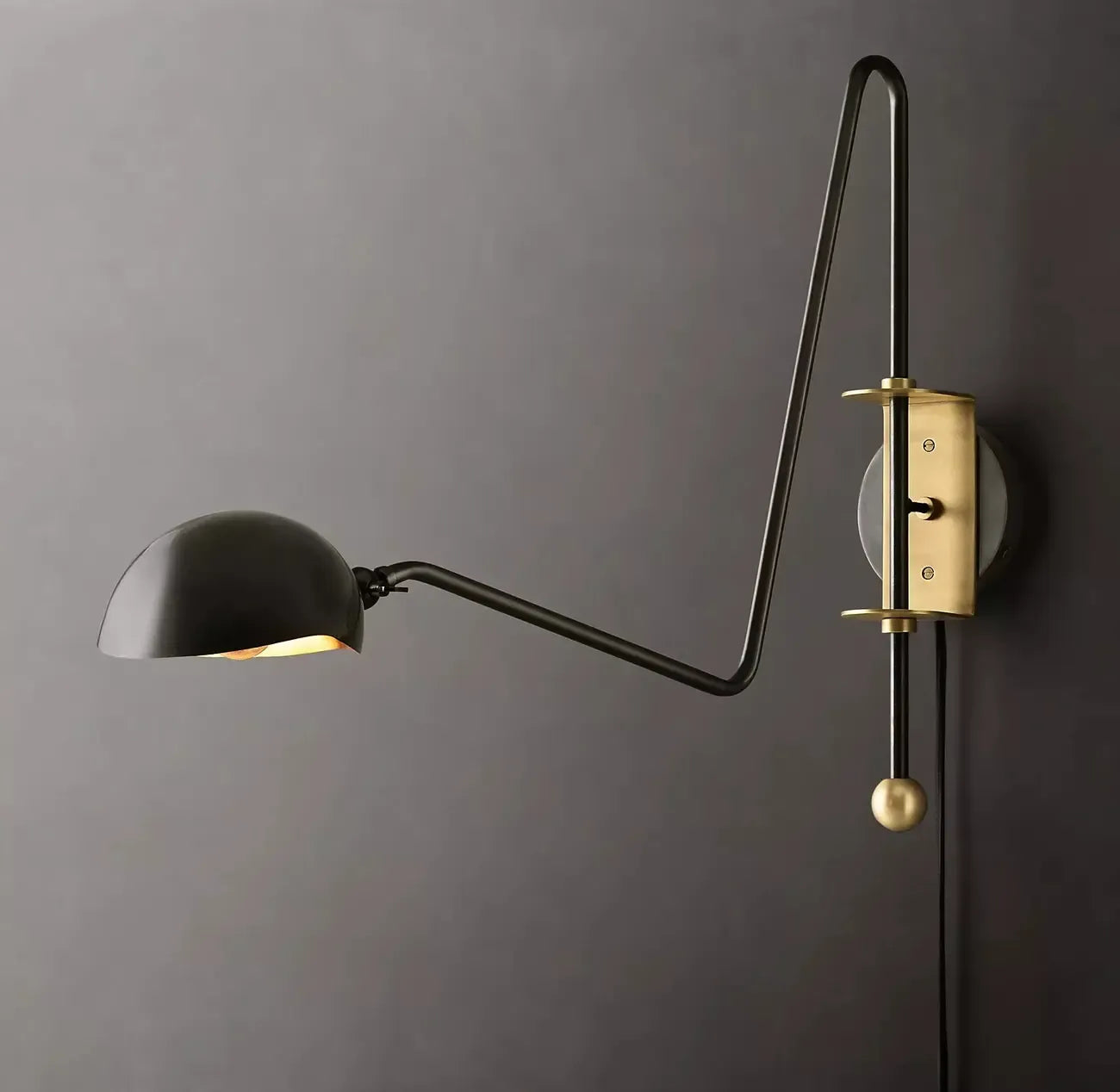 1-Light Copper Shade Swing Arm Wall Light