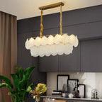 2-Tier Modern Glass Island Pendant Light Adjustable for Kitchen
