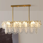 2-Tier Modern Glass Island Pendant Light Adjustable for Kitchen