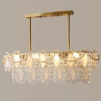 2-Tier Modern Glass Island Pendant Light Adjustable for Kitchen