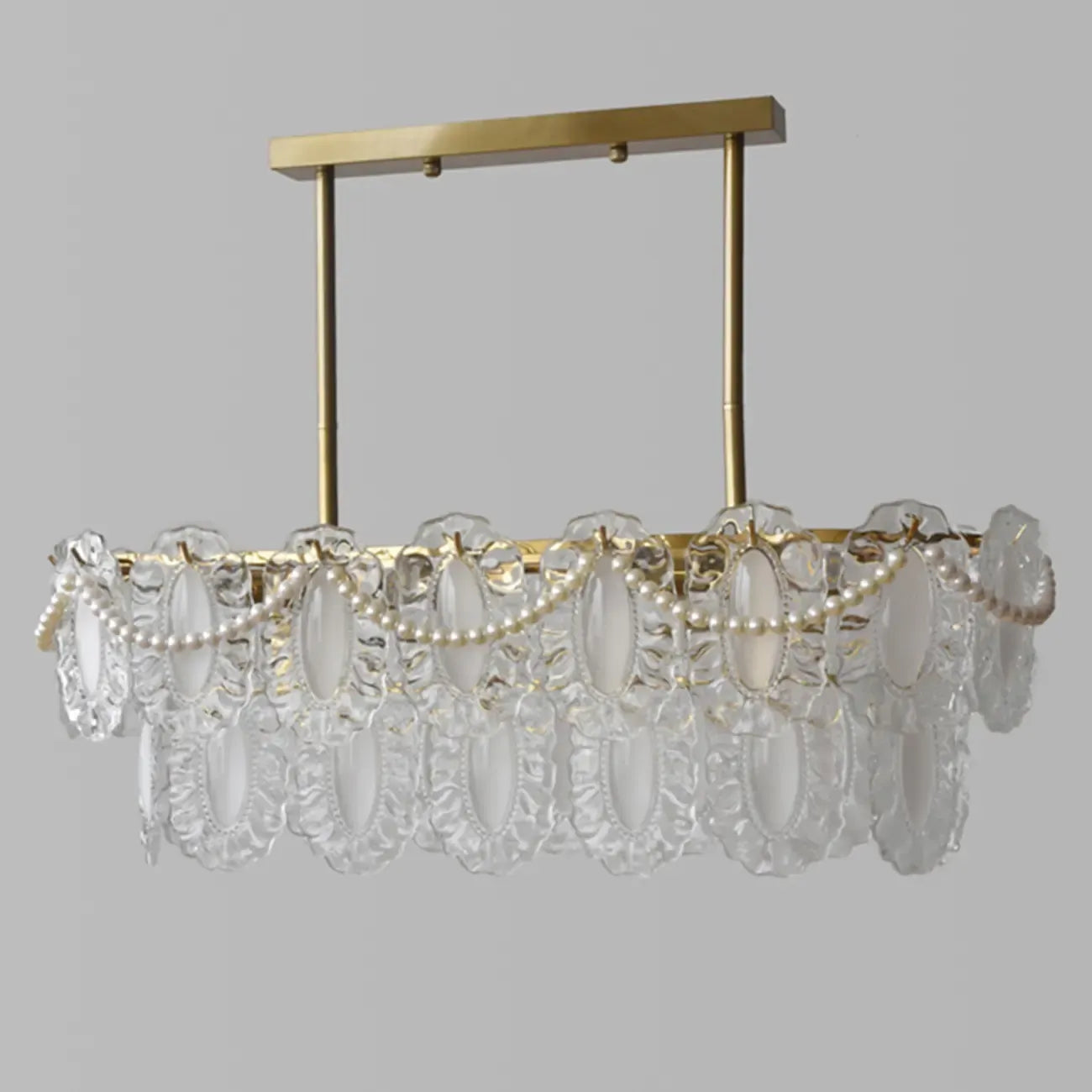 2-Tier Modern Glass Island Pendant Light Adjustable for Kitchen
