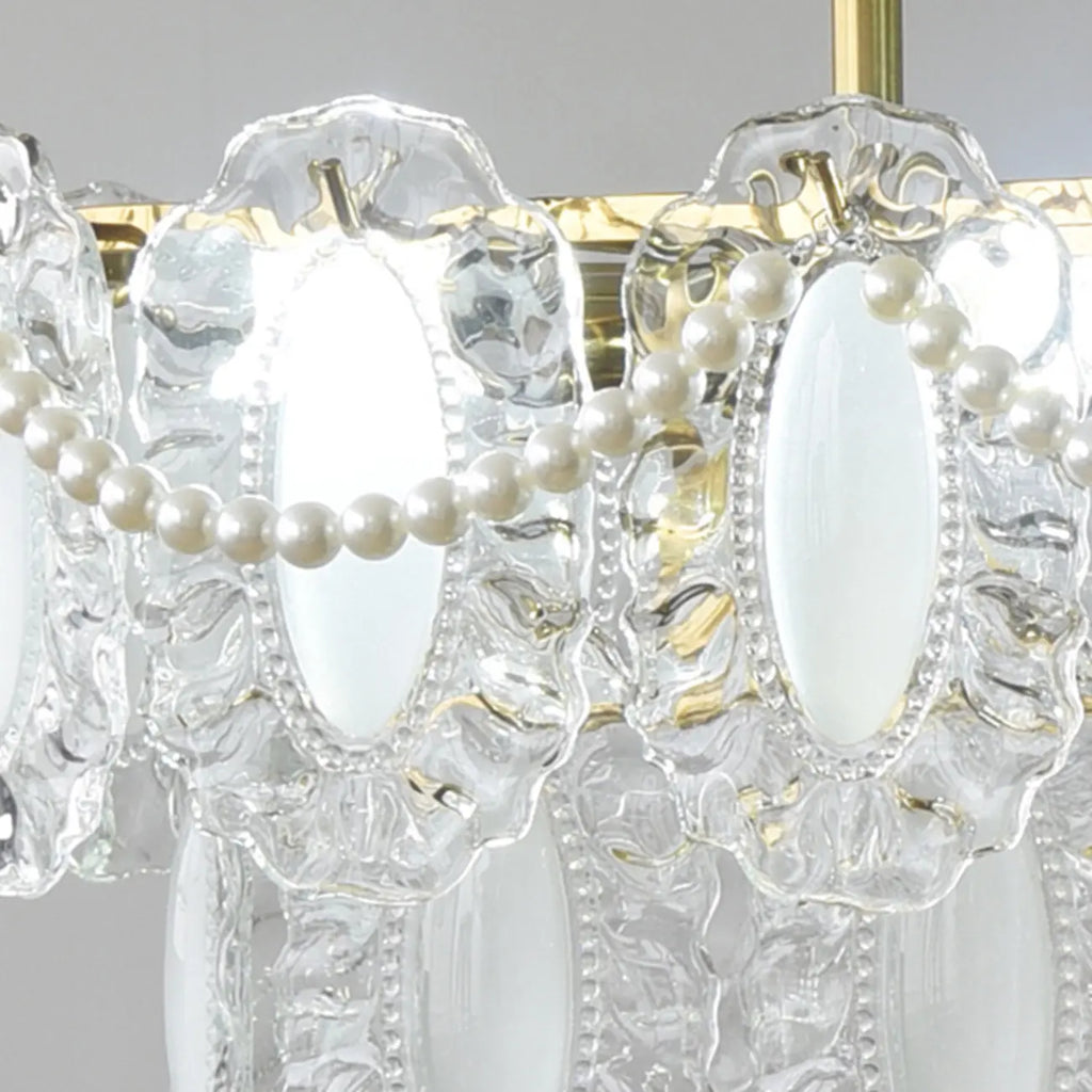 2-Tier Modern Glass Island Pendant Light Adjustable for Kitchen