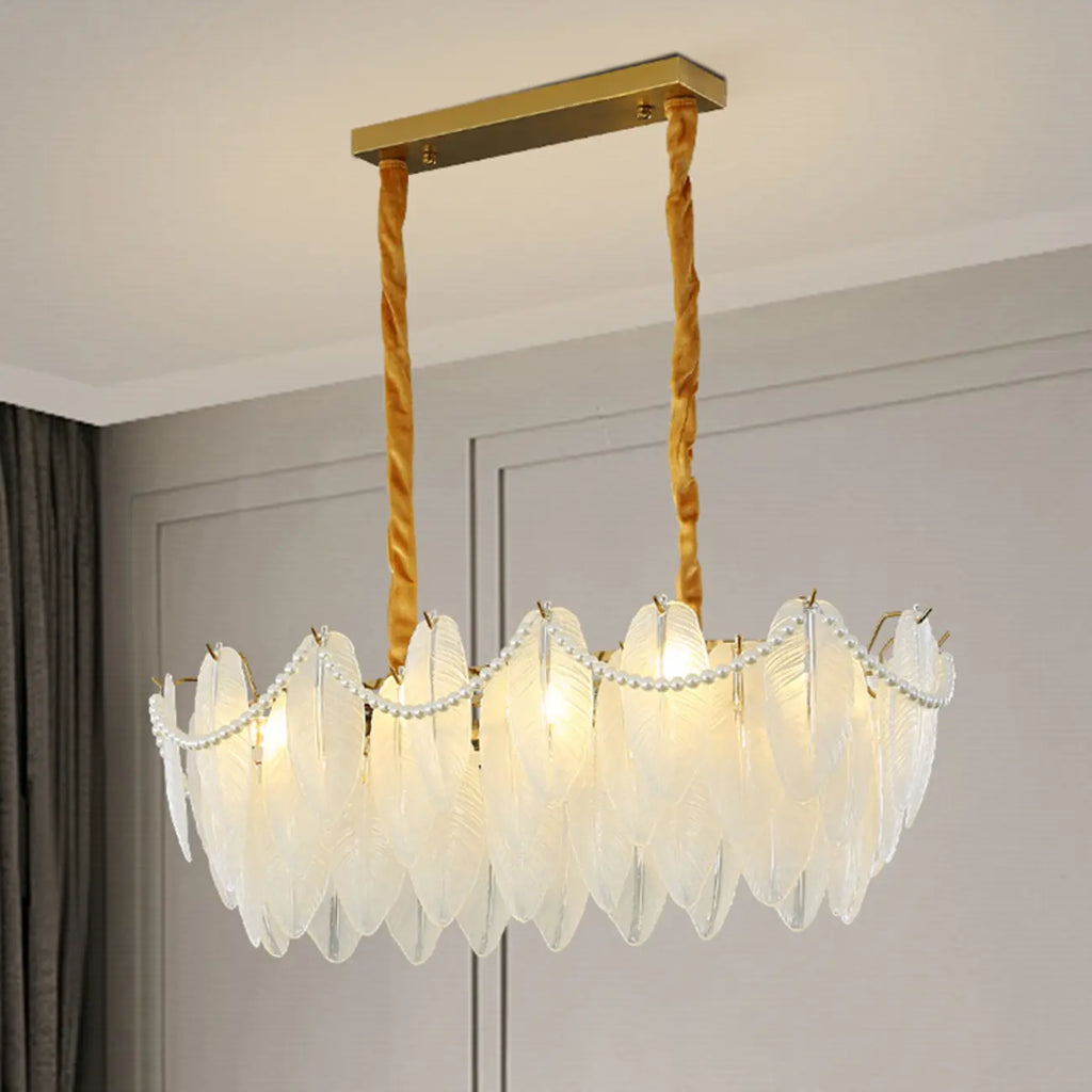 2-Tier Modern Glass Island Pendant Light Adjustable for Kitchen