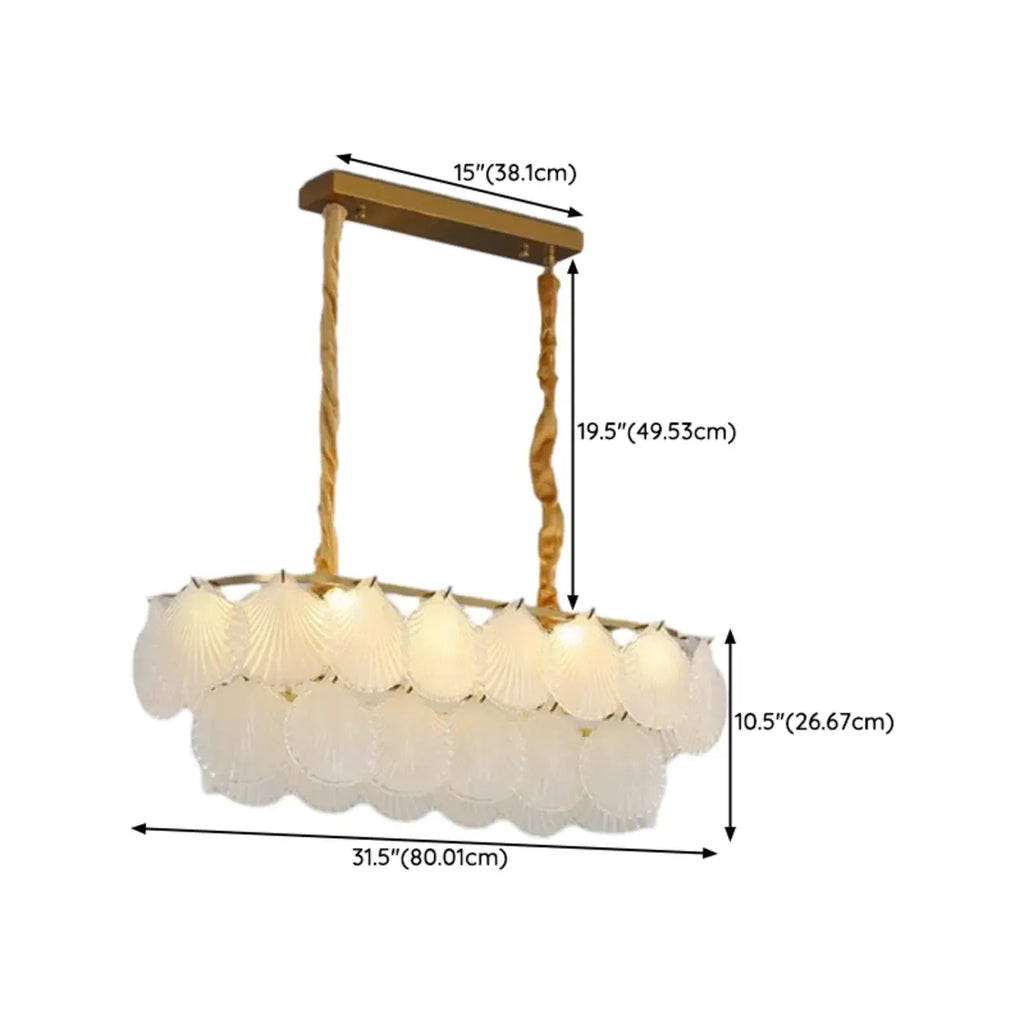 2-Tier Modern Glass Island Pendant Light Adjustable for Kitchen