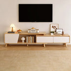 78.7 Natural Wood Open Storage Drawers TV Stand with Legs