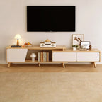 78.7 Natural Wood Open Storage Drawers TV Stand with Legs
