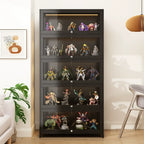 Contemporary Acrylic Wood Shelf Display Cabinet Black
