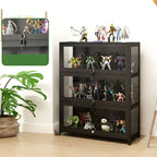 Contemporary Acrylic Wood Shelf Display Cabinet Black