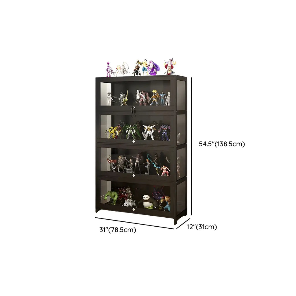 Contemporary Acrylic Wood Shelf Display Cabinet Black