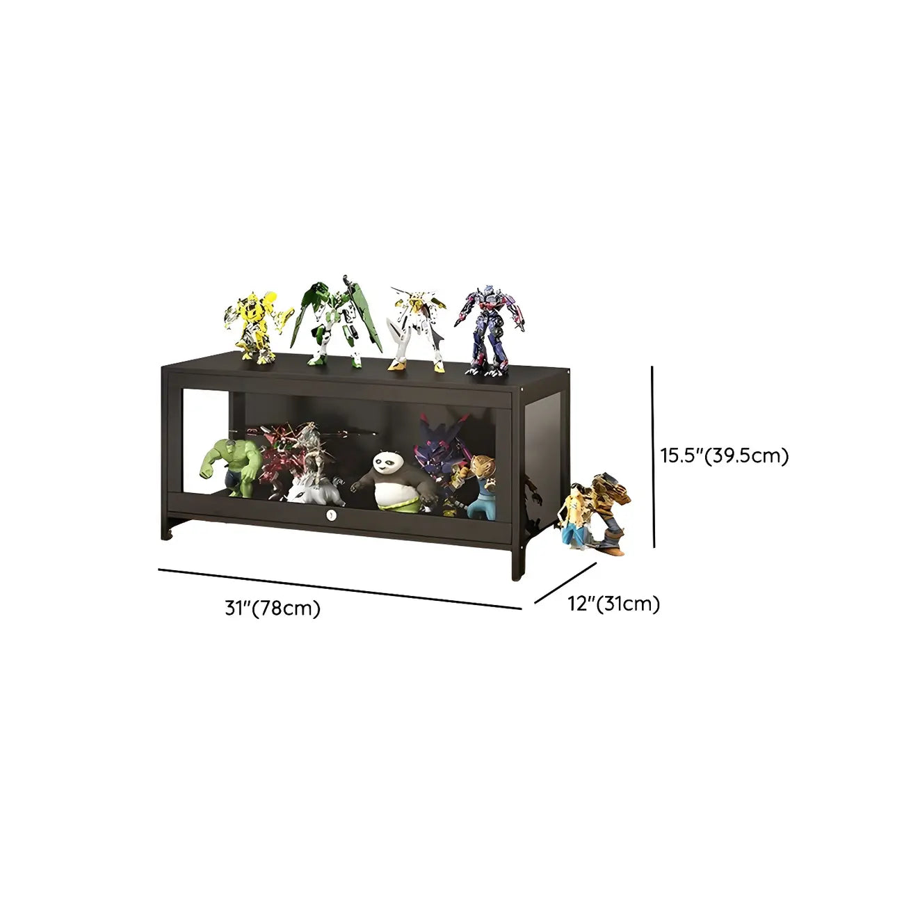Contemporary Acrylic Wood Shelf Display Cabinet Black