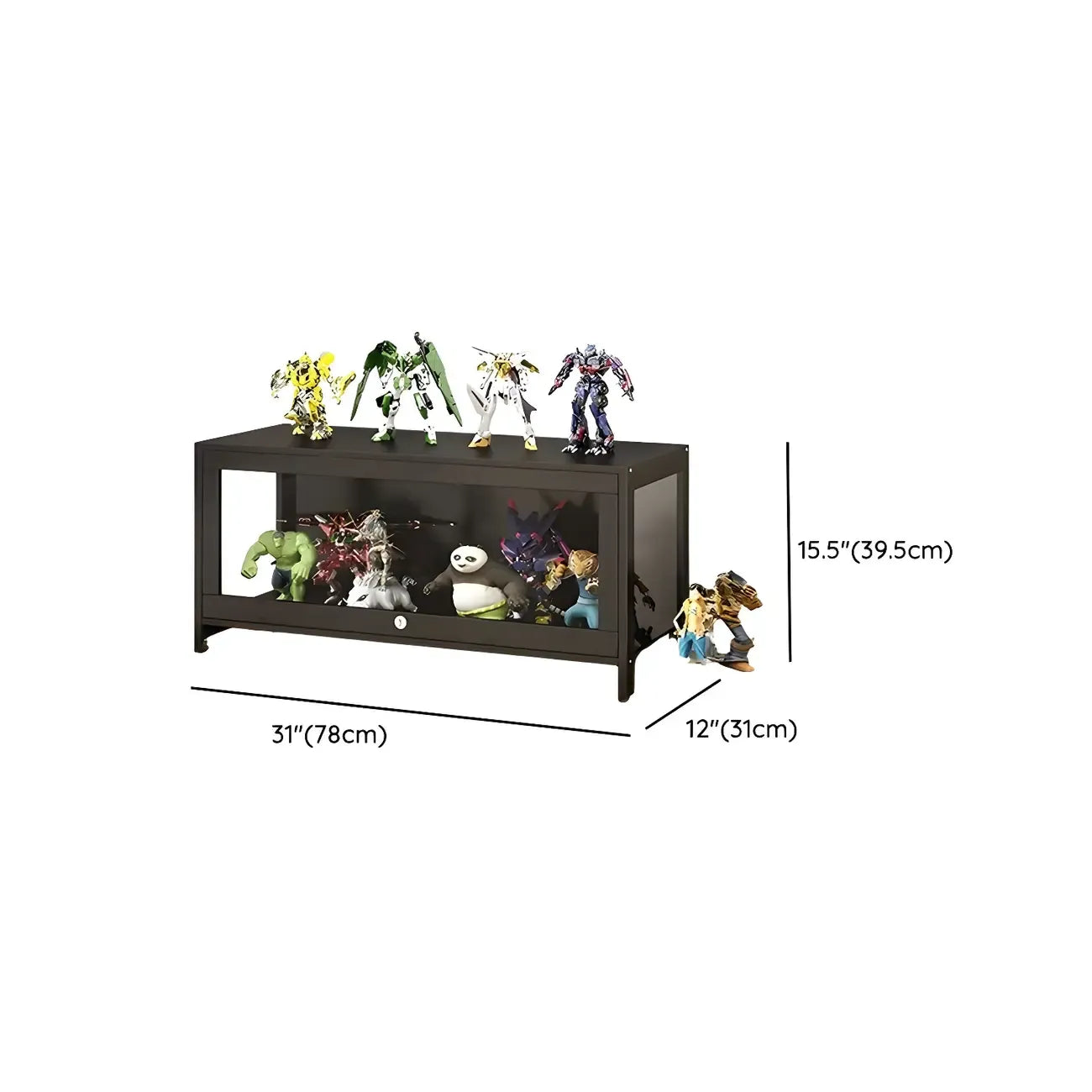 Contemporary Acrylic Wood Shelf Display Cabinet Black