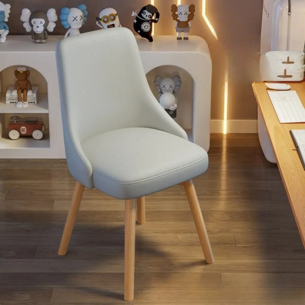 White Fabric Upholstered Solid Back Dining Chair