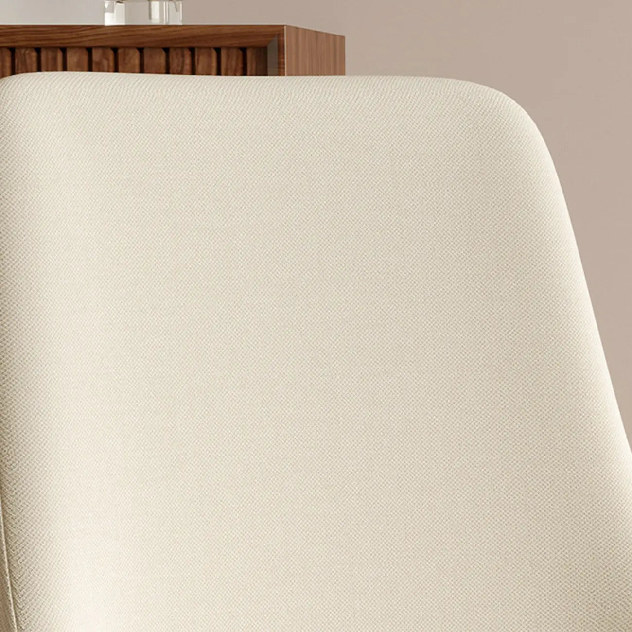 White Fabric Upholstered Solid Back Dining Chair