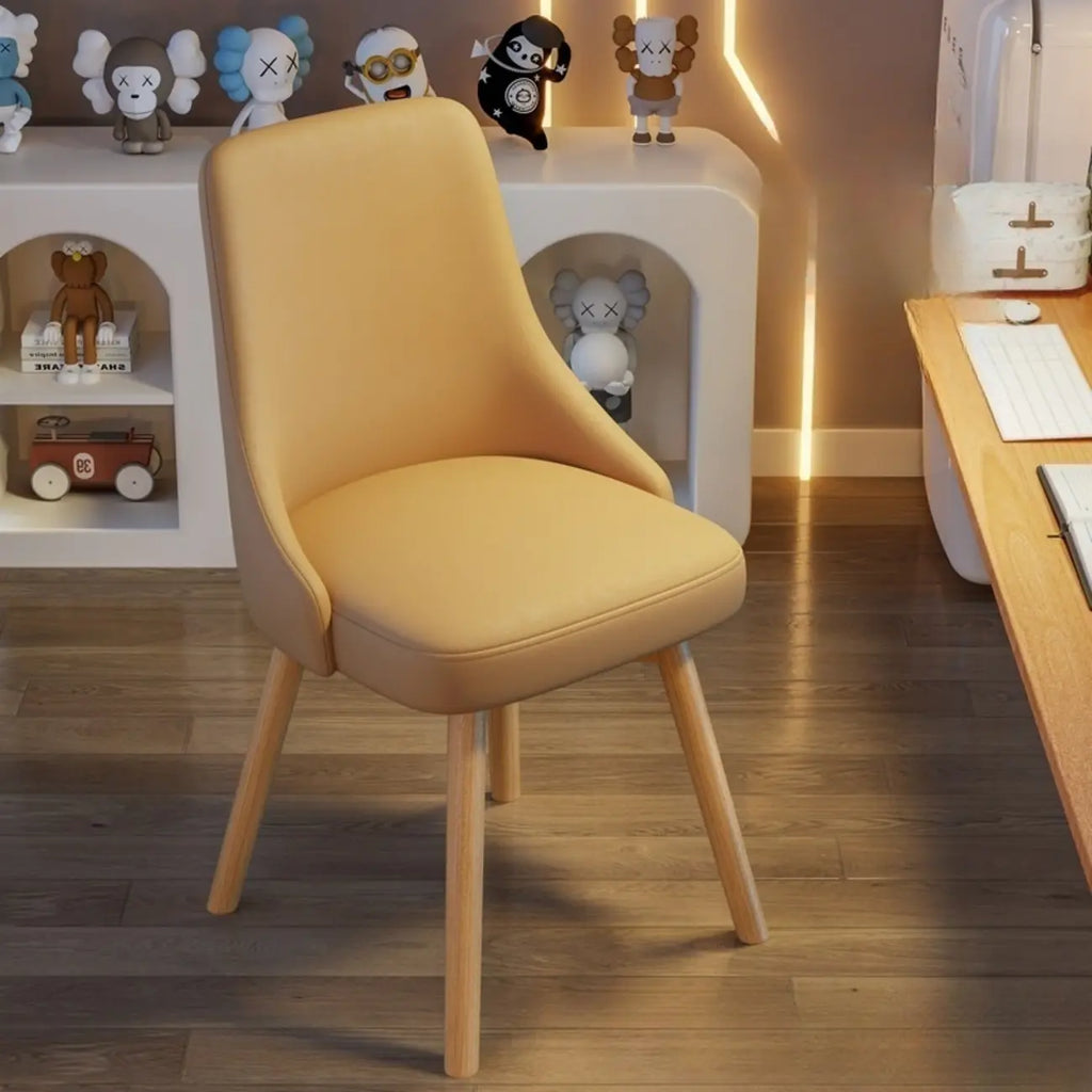 White Fabric Upholstered Solid Back Dining Chair