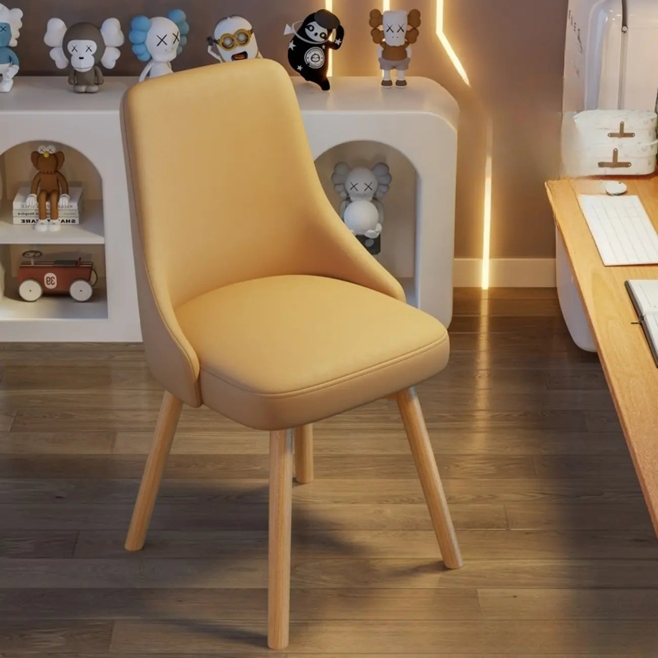 White Fabric Upholstered Solid Back Dining Chair