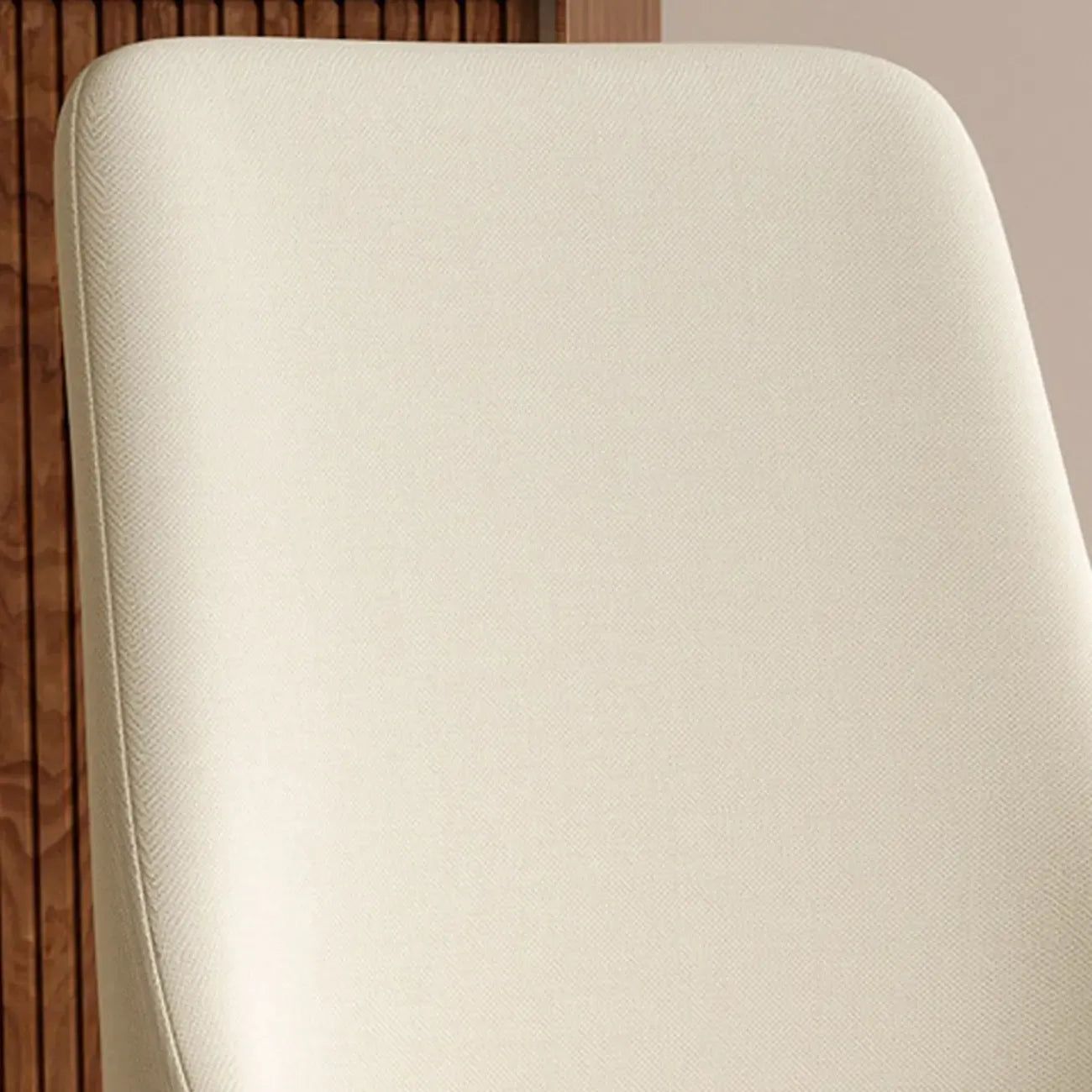 White Fabric Upholstered Solid Back Dining Chair