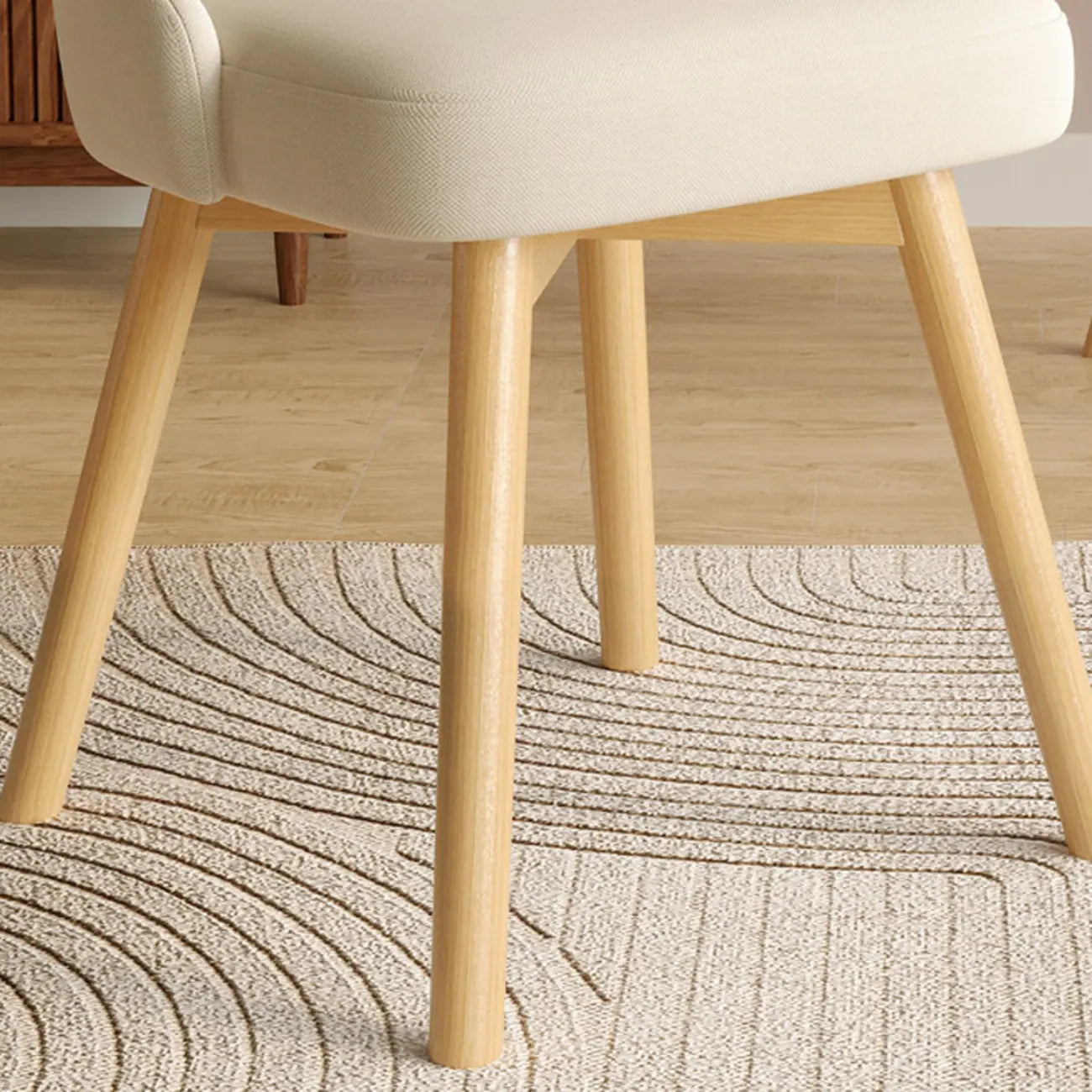 White Fabric Upholstered Solid Back Dining Chair