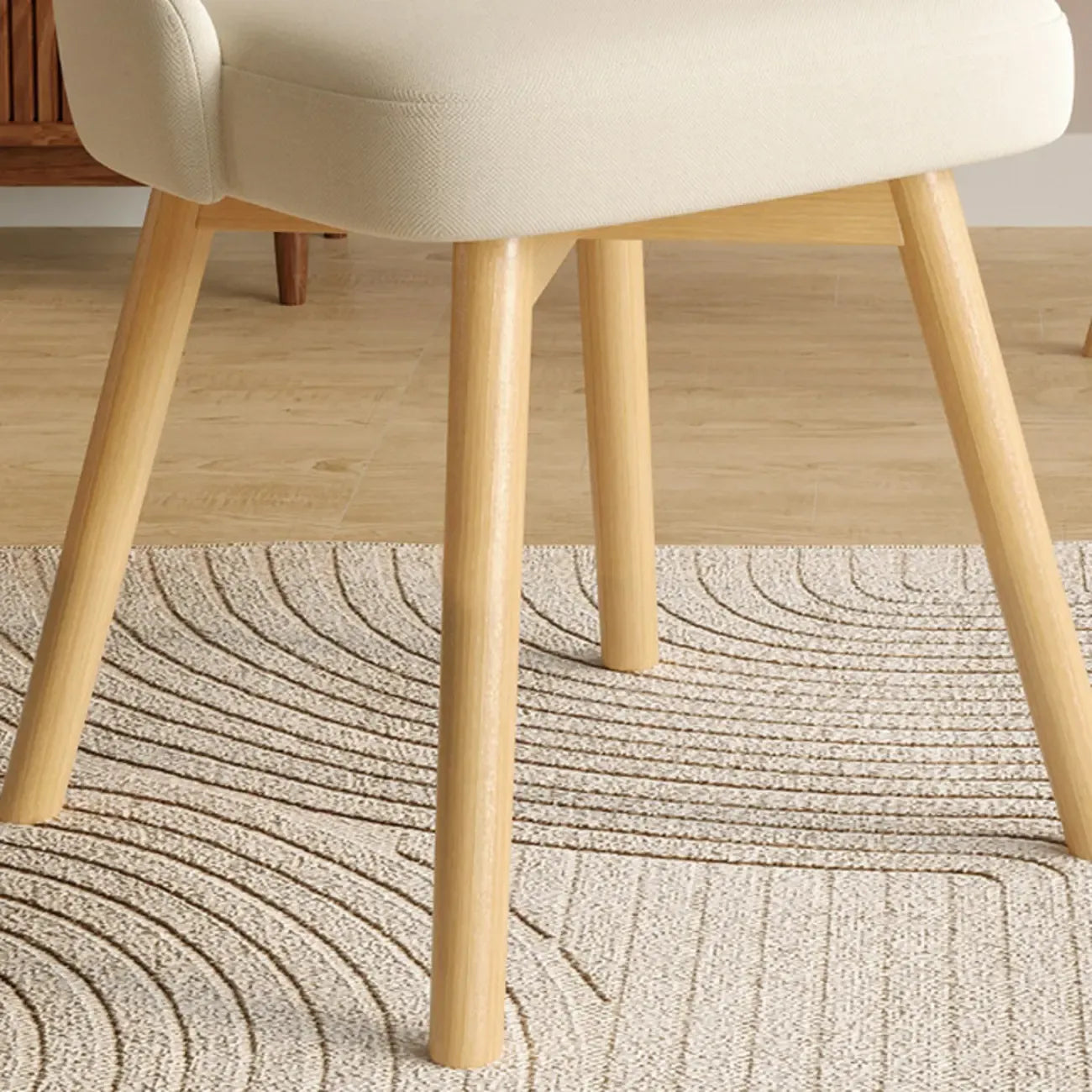 White Fabric Upholstered Solid Back Dining Chair