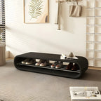 Decorative Short Oval Pine Wood Storage Entryway Bench