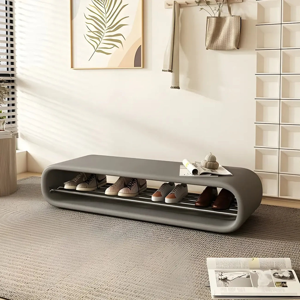Decorative Short Oval Pine Wood Storage Entryway Bench