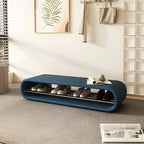 Decorative Short Oval Pine Wood Storage Entryway Bench