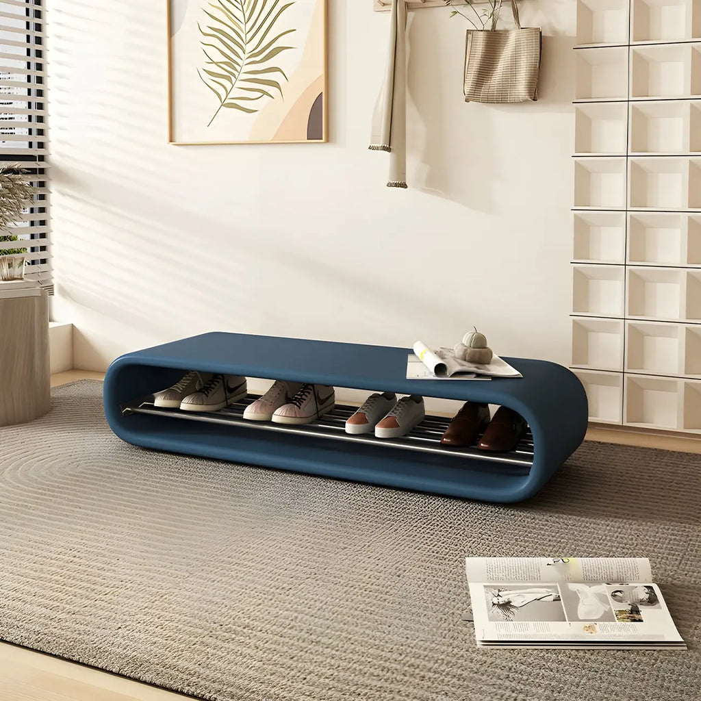 Decorative Short Oval Pine Wood Storage Entryway Bench