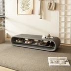 Decorative Short Oval Pine Wood Storage Entryway Bench