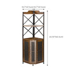 Corner Hanging Wine Cabinet with LED Light Independent Fan shaped