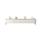 71 Modern White Stone Top TV Stand with Cable Management