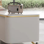 71 Modern White Stone Top TV Stand with Cable Management