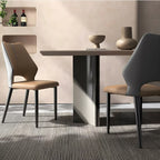 Curved Back Faux Leather Brown Side Dining Chair