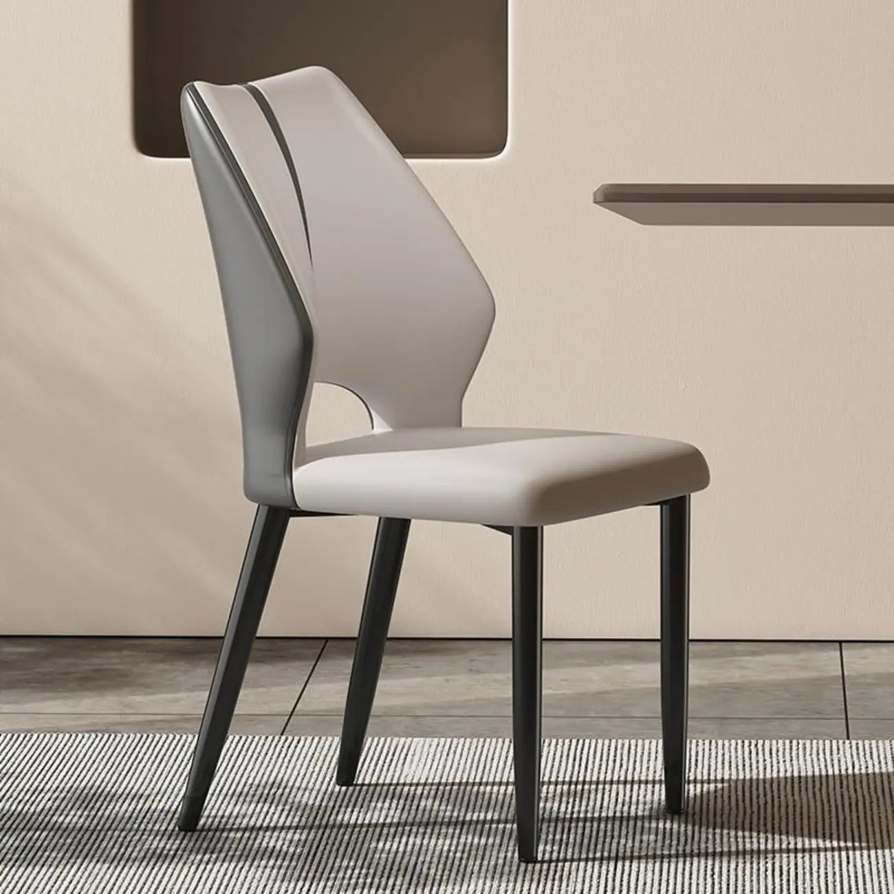 Curved Back Faux Leather Brown Side Dining Chair