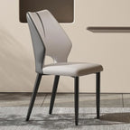 Curved Back Faux Leather Brown Side Dining Chair
