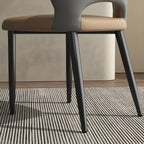 Curved Back Faux Leather Brown Side Dining Chair