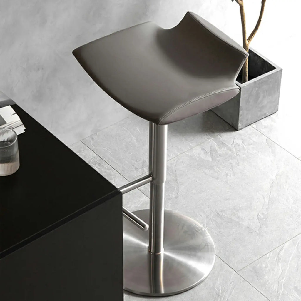 Modern Gray Swivel Metal Frame Adjustable Bar Height Stools
