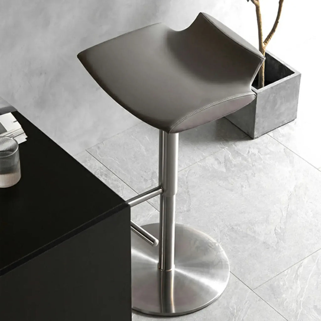 Modern Gray Swivel Metal Frame Adjustable Bar Height Stools