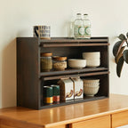 Wooden Tabletop Glass Display Cabinet for Kitchen Decor