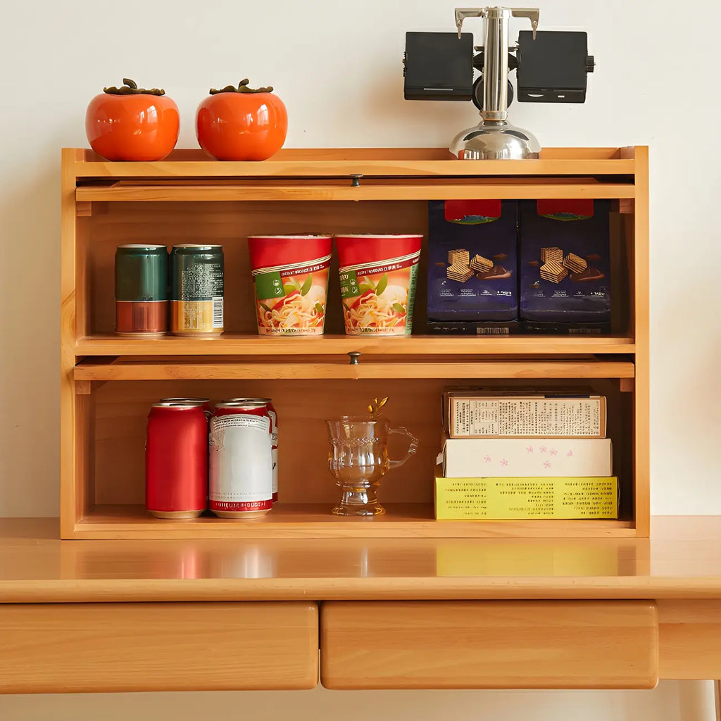 Wooden Tabletop Glass Display Cabinet for Kitchen Decor