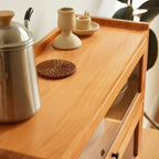 Wooden Tabletop Glass Display Cabinet for Kitchen Decor
