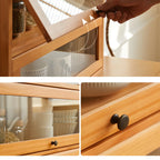 Wooden Tabletop Glass Display Cabinet for Kitchen Decor