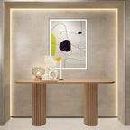 Natural Oval Wooden Double Pedestal Console Table