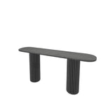 Natural Oval Wooden Double Pedestal Console Table