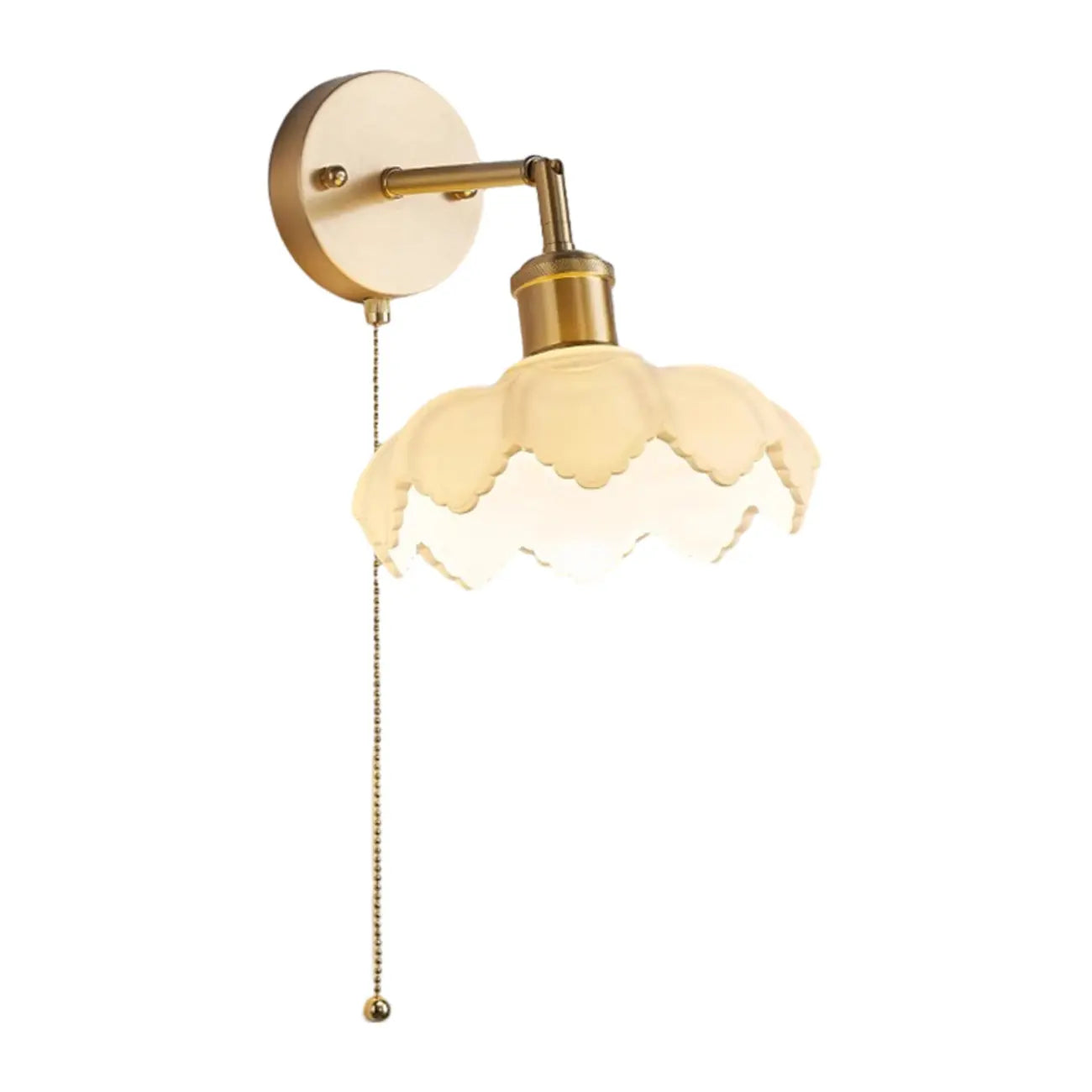 Elegant Brass Wall Sconce with Pull Chain for Bedroom Decor