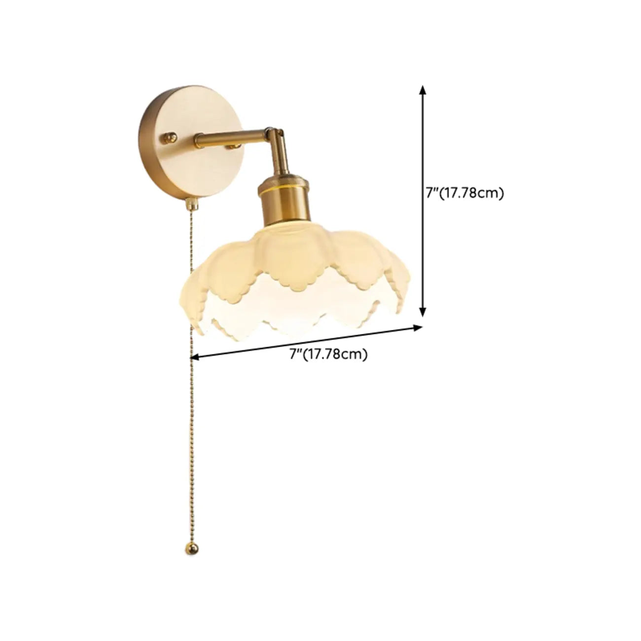 Elegant Brass Wall Sconce with Pull Chain for Bedroom Decor