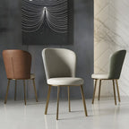 Sleek Gold Legs Faux Leather Upholstered Dining Chair