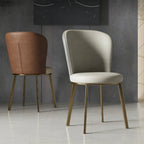 Sleek Gold Legs Faux Leather Upholstered Dining Chair